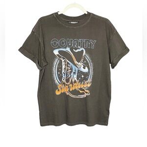 New Girl Dangerous Coastal Cowgirl Country Stardust Graphic T-Shirt Washed NWOT